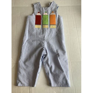 The Bailey Boys Reversible Overalls  Colored Pencils Fishing Pin Striped 12 Mo